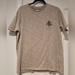 Denim & Flower Brown Heather T-shirt Men's Size Large Palm Tree On Breast